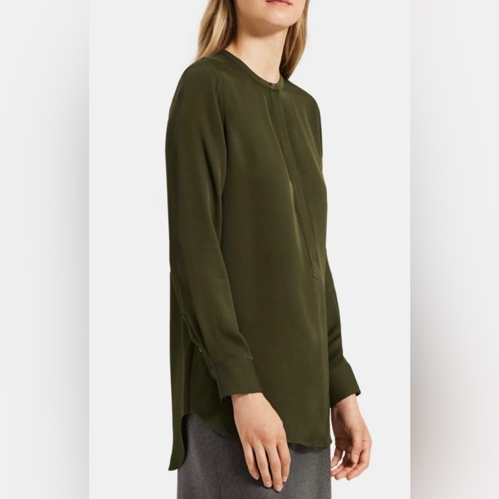 Theory Brand Trapeze Button Down Top. Dark Rosemary Green. Size Tp (Xs) Vguc